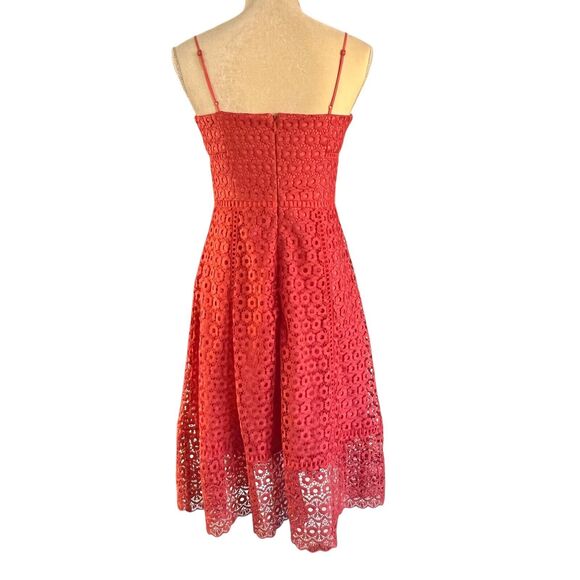J. Crew Women's Lace Dress Coral Sleeveless Fit & Flare Party Cocktail Dress 2 - Picture 2 of 16